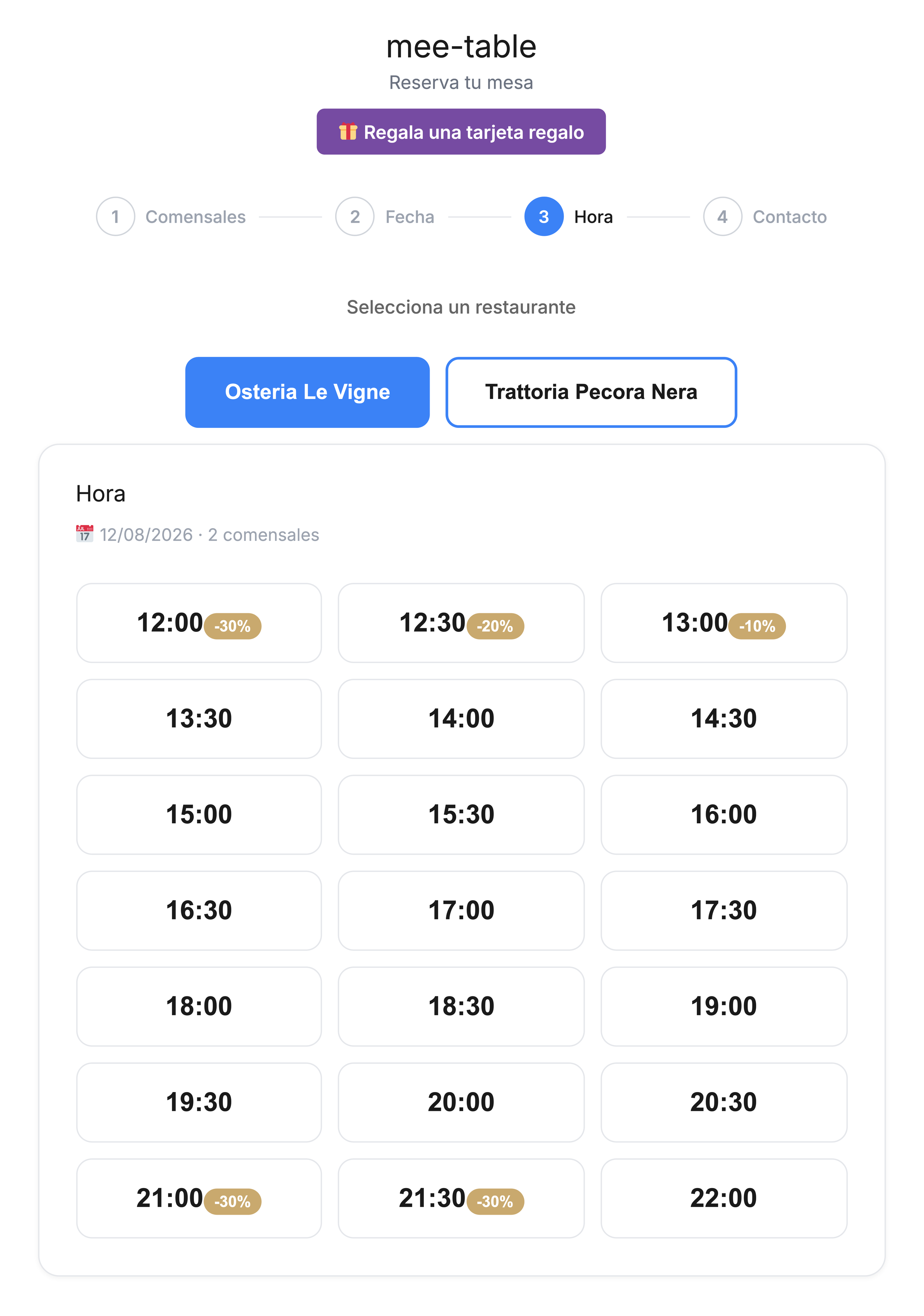 Reservas simples, ofertas visibles en el momento justo.