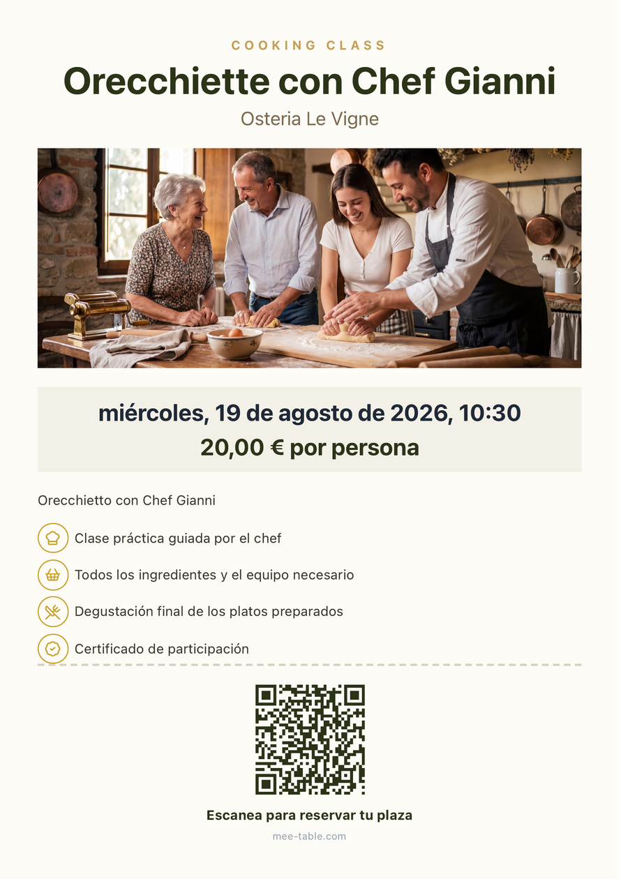 El folleto de la Cooking Class, listo para imprimir